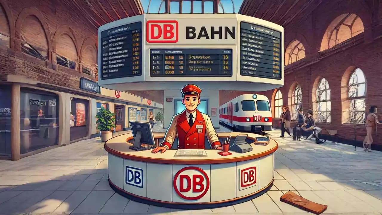 Am Infoschalter der Deutschen Bahn